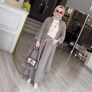 Cross border spot women's clothing 2024 spring/summer new fashion loose long cardigan casual wide leg pants two-piece set