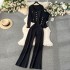 Luxury Collection 2024 Spring Women's Metal Buckle Vest Versatile Knitted Cardigan Wide Leg Pants Fashion 3-Piece Set