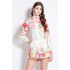 Original Spot | 2024 Early Spring New Style Lantern Sleeve Shirt High Waist Wide Leg Shorts Fashion Set