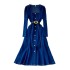 Square collar denim dress for spring 2023, new style of socialite temperament, goddess style, waist cinching, slimming, big swing, long skirt