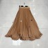 Minimalist satin hanging soft and premium pleated skirt with rolled edge length and sequined skirt A3 # 8956