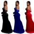 C6786 Cross border AliExpress Amazon European and American Fashion Women's Solid Color Sexy strapless Hot Diamond Long Dress