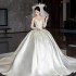 Satin strapless wedding dress 2024 new summer bride with high-end texture, large tail, small stature, French main yarn