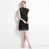 Real time spot French temperament palace hollow out embroidery stand up collar slimming dress with suspenders