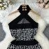 Cross border vintage knitted halter dress for women, sexy, slim fit, slimming, fashionable and high-end with herringbone pattern, hip hugging skirt