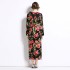 2024 French three-dimensional flower dress for women in autumn, long slit, slim fit, retro printed tea break skirt