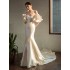 Satin Light Wedding Dress 2024 New Bridal One Shoulder Retro Fish Tail Simple and Elegant Wedding Dress