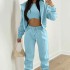 Euro American 2024 Cross border New Women's Clothing AliExpress Solid Color Simple Hoodie Sports and Leisure Pants 3-Piece Set