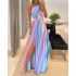 2024 new Amazon European and American women's foreign trade slanted shoulder long dress with sleeveless and sexy high waist slit dress temperament