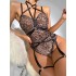 Amazon Ins independent site sexy lingerie leopard print binding nightclub spicy girl uniform temptation collar women's jumpsuit