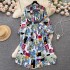 Light luxury temperament lantern long bow tie floral print dress for women, French style waist cinching slimming elegant A-line long skirt