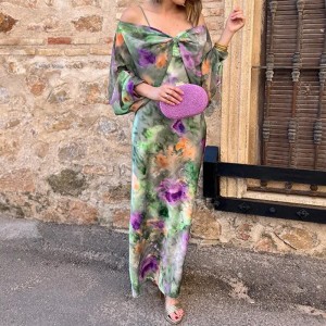 2024 Autumn New Foreign Trade European and American Women's Clothing Style Fashion Beach Style Tie Dyeing Printed Strap Casual Set