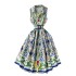 Spring and summer new palace style sleeveless lapel, waist cinching, slimming and stylish European and American printed mid length dress, trendy