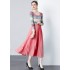 Real shooting spot small fresh simple versatile knitted top+chiffon pleated skirt two-piece set