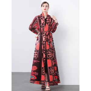 Miyake pleated original quality early autumn pleated loose plus size printed jacket