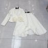 Palace name three-dimensional shoulder pad flower decoration suit+pleated A-line skirt two-piece set A2 # 8222