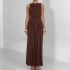 2024 Autumn Cross border Women's Wear European and American Dress Fashion Sleeveless Solid Color Slim Fold Long Dress