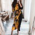 2024 autumn European and American women's clothing foreign trade INS new sexy printed V-neck pleated irregular strap dress