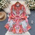 Floral series palace style dress for women 2024 new spring shirt with age reducing bubble sleeves and slim fit small dress