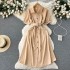 Retro Kikyo Dress, Women's Summer New Style, French Luxury, niche, waist cinched, lapel, single breasted shirt, long skirt