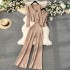 Luxury Collection 2024 Spring Women's Metal Buckle Vest Versatile Knitted Cardigan Wide Leg Pants Fashion 3-Piece Set