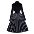 Retro socialite style striped knitted dress for women in autumn and winter, with a semi high neck design and a grand display of super fairy temperament, long skirt