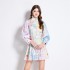 Original Spot | 2024 Spring/Summer Style Skirt Splicing Printed Long Sleeve Slimming Retro Medium Length Dress