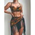 2024 new European and American bikini sexy printed tassel skirt style three piece swimsuit women's cross-border foreign trade bikini