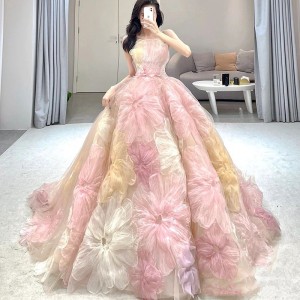 Wedding Dress 2024 New Collection: Floral Tail Bridal Wedding Performance Art Exam, Skirt Removal, High end Luxury Travel Photography Dress, Female