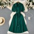 Retro Kikyo Dress, Women's Summer New Style, French Luxury, niche, waist cinched, lapel, single breasted shirt, long skirt