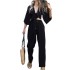 2024 Spring/Summer New Collection of European and American Cross border Women's Fashion Horn Sleeve Strap up Shirt High Waist Straight Leg Pants Set in Stock