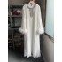 Vietnamese style ostrich fur decorative dress with cuffs, heavy duty collar with diamond inlaid loose long skirt A2 # 8073