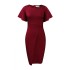 D311 Foreign Trade Women's Clothing 2024 Summer New Style Solid Color High Waist Temperament Commuter Lotus Sleeve Office European and American Dress