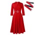 D478 Amazon Cross border Women's Spring New Style Fashion Collar Solid Color High Waist Elegant Large Size Foreign Trade Dress