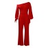 D133T European and American women's cross-border independent website Amazon off shoulder casual high waisted African plus size wide leg jumpsuit