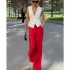 European and American foreign trade spot women's clothing 2024 new fashion personality deep V sleeveless top high waist wide leg pants two-piece set