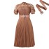 D499 European and American women's clothing 2024 new short sleeved lace patchwork pleated African dress cross-border dress