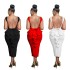 C6845 Cross border AliExpress Amazon Europe and America Fashion Women's Wear Solid Color V-neck Sexy backless Long Dress Female