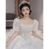 Main plus size wedding dress, bride 2024 new style, big tail, petite woman, French heavy industry temperament, one shoulder palace