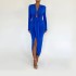 Cross border European and American women's clothing 2024 autumn new style elegant and wrinkled slit V-neck slim fit long sleeved dress