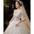 French Wedding Dress 2024 New Bridal Tail Style Forest style Dreamy Super Fairy Starry Sky Pregnant Long Sleeve Large Size Dress