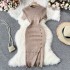 2020 popular women's clothing new Korean version simple solid color breasted slim fit short sleeved knitted slit hip hugging dress