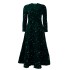 D469 Cross border new women's round neck long sleeved solid color sequin high waist temperament mid length dress European and American dress