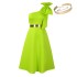 D513 Amazon plus size women's summer new fashion slant shoulder bow banquet dress big swing African dress