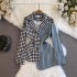 Light luxury European and American high-end suit jacket, women's irregular splicing denim design, explosive street princess temperament top, trendy