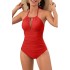 2024 new European and American foreign trade one-piece swimming women's deep V sexy backless tight bikini