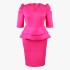 AM030129 pleated sleeve patchwork high waisted dress with flesh covering, European and American plus size fake two-piece high waisted dress