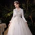 Winter Wedding Dress 2024 New Bridal Long Sleeve Summer V-neck Flat White Thick Warm Starry Sky Fantasy Autumn and Winter