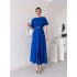 European and American Foreign Trade Spot Women's Skirts 2024 Spring/Summer New Collection Solid Color Fashion Chest Fold Strap Dress Long Skirt