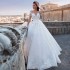 Wedding Dress, European and American Bride 2024 New Style, Large Tail, Retro Sexy Chiffon, V-neck, Amazon Long sleeved Foreign Trade Dress